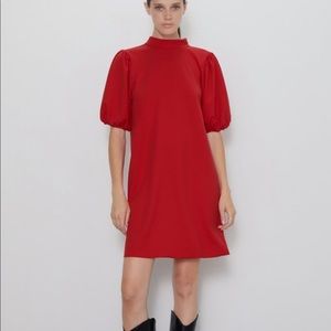 ZARA Puffy Sleeved Red Dress